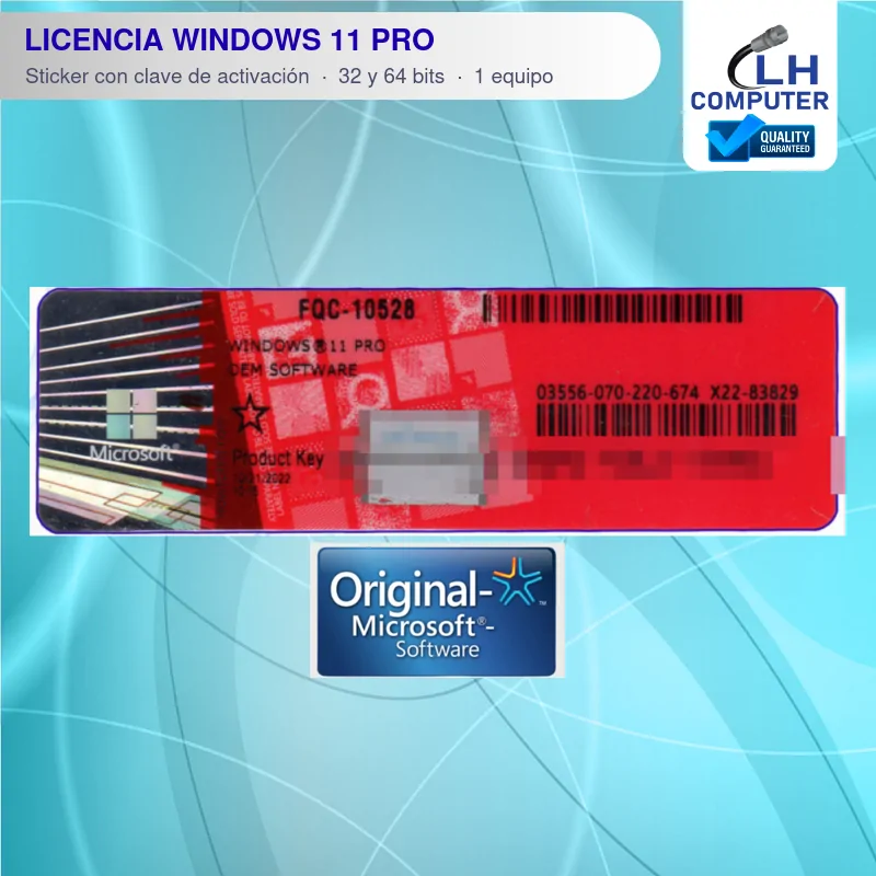 Licencia Windows 11 Pro 32/64 bits
