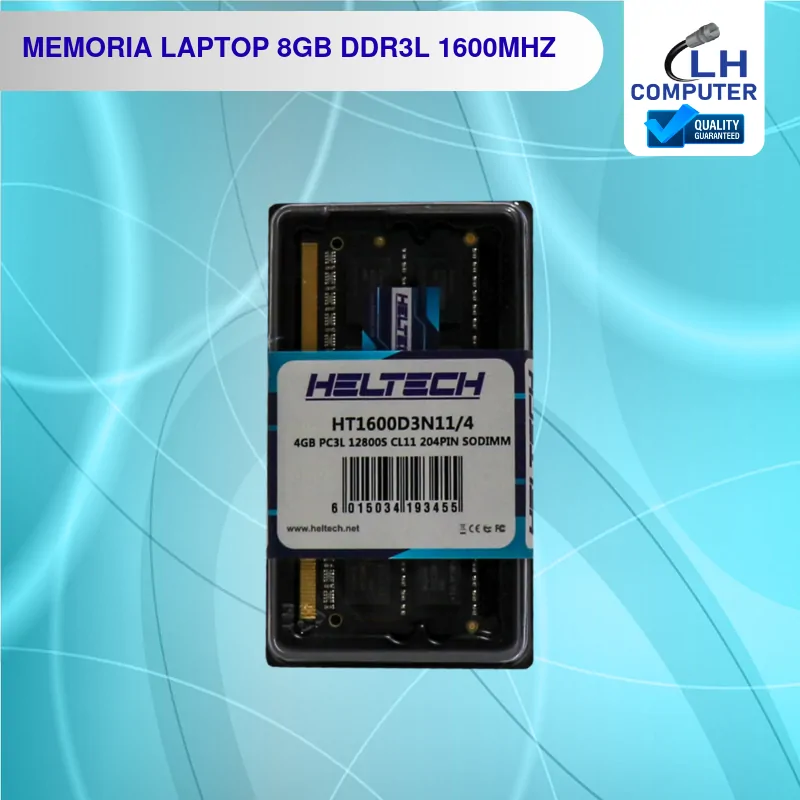 Memoria RAM Heltech 8GB DDR3 1600 MHz para laptop bajo voltaje