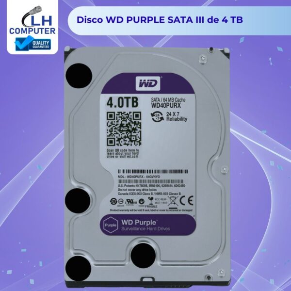 DISCO DURO WD PURPLE 4TB 24/7 PC SATA FAB 2024 NEW